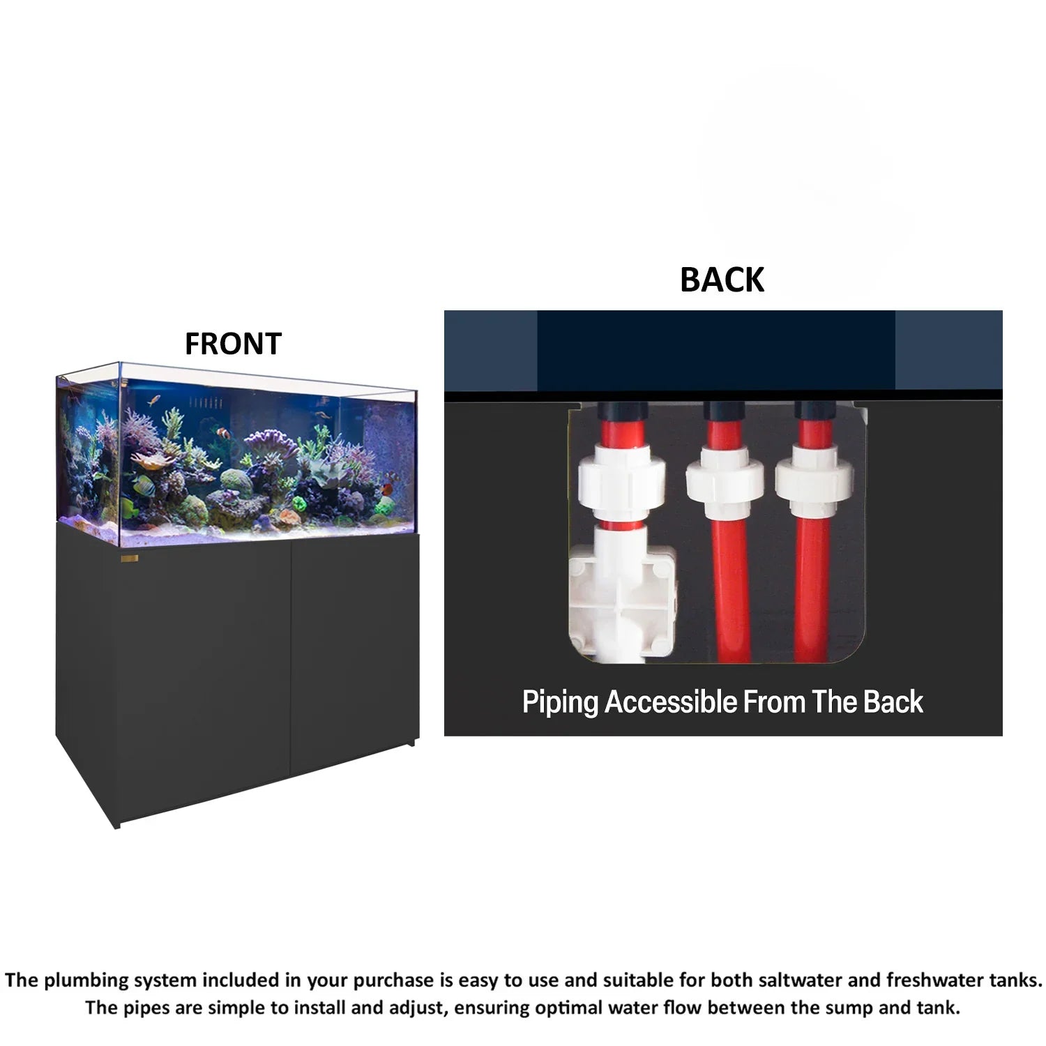 130 Gallon Coral Reef Aquarium: Ultra Clear Glass & Built-In Sump All Black
